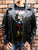 An 80's Metal Bullet black leather jacket in a classic design with a red quilted lining, large collar, silver metal zips and buckles.