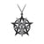 An 80's Metal silver-colored goat headed deity pendant with a star and pentagram design, attached to a neck chain.