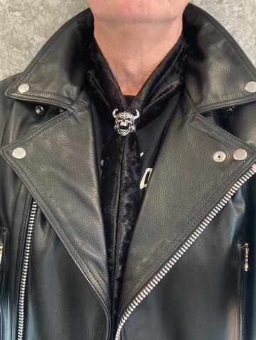 80's Metal Black Velvet 'Sinner' Rock 'N' Roll Scarf