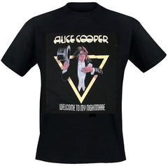 A black t-shirt with an Alice Cooper design