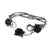 A silver pewter bracelet featuring three black roses on a ring of twisted thorns.