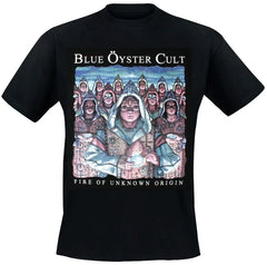A black t-shirt with a Blue Oyster Cult design