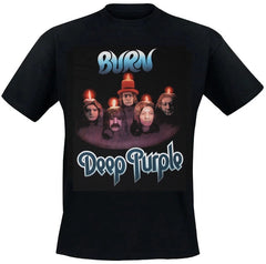 An 80's Metal black t-shirt featuring a Deep Purple Burn design