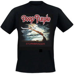 An 80's Metal black t-shirt featuring a Deep Purple Stormbringer design