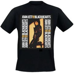 An 80's metal black t shirt with a Joan Jett And The Blackhearts design on the front
