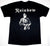 An 80's metal black t shirt with a rock bands design on the front