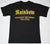 An 80's metal black t shirt with a rock bands design on the front