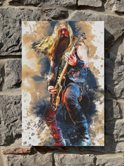 Another 80's Metal canvas print featuring a colorful artistic portrayal of Zack Wylde in full flight, styled in a classic 80's heavy metal aesthetic.