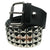 An 80's Metal Metal God black leather belt featuring 4 solid rows of silver pyramid studs, fastened with a silver buckle