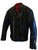 An 80's Metal 'Blade' black leather jacket with a mandarin collar, shoulder and elbow padding, silver metal zippers and a red quilted lining.
