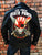 A metalworks leather jacket featuring Five Finger Death Punch 'Got Your Six' on the back, with epaulets, multiple pockets, adjustable belt and high quality zips.  