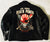 A metalworks leather jacket featuring Five Finger Death Punch 'Got Your Six' on the back, with epaulets, multiple pockets, adjustable belt and high quality zips.  