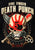 A close up of the rear image on a metalworks leather jacket featuring Five Finger Death Punch 'Got Your Six' on the back, with epaulets, multiple pockets, adjustable belt and high quality zips.  