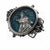 An Alchemy pewter belt buckle featuring a framed design with a wolf's head in profile, with a translucent, smokey blue enameled moon background.