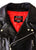 An 80's Metal Bullet black leather jacket in a classic design with a red quilted lining, large collar, silver metal zips and buckles.
